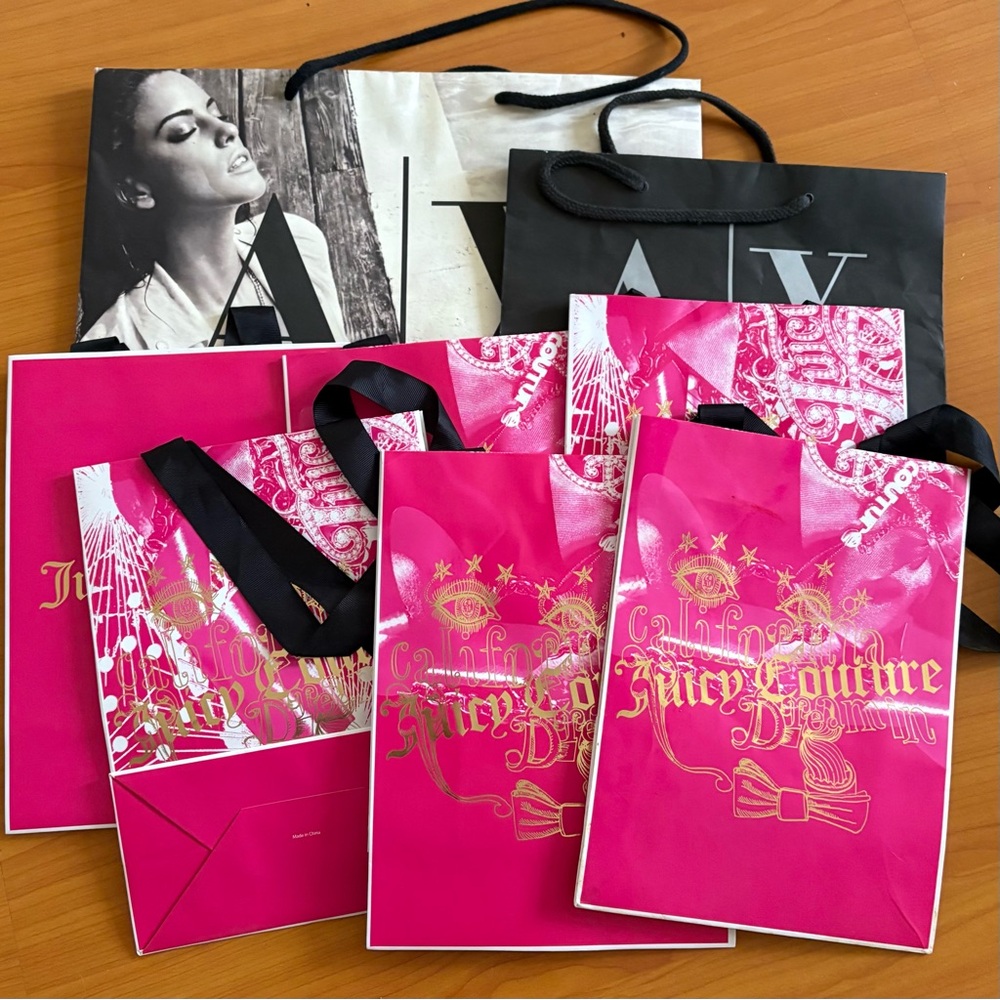 Juicy Couture x 6 Armani Exchange x 2 Paper Shopping Bag Lot Set